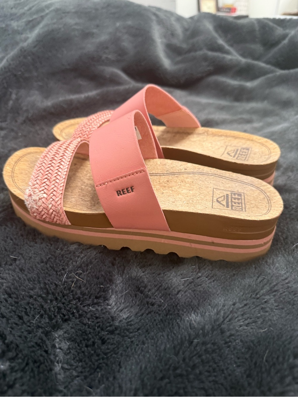 Reef Coral Pink Platform Slide Sandals
